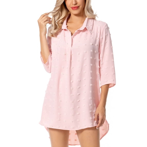 Spencer Women Swimsuit Cover Up Shirt Bikini Beach Coverup Beachwear Bathing Suit Chiffon Beach Dress "M, Pink"