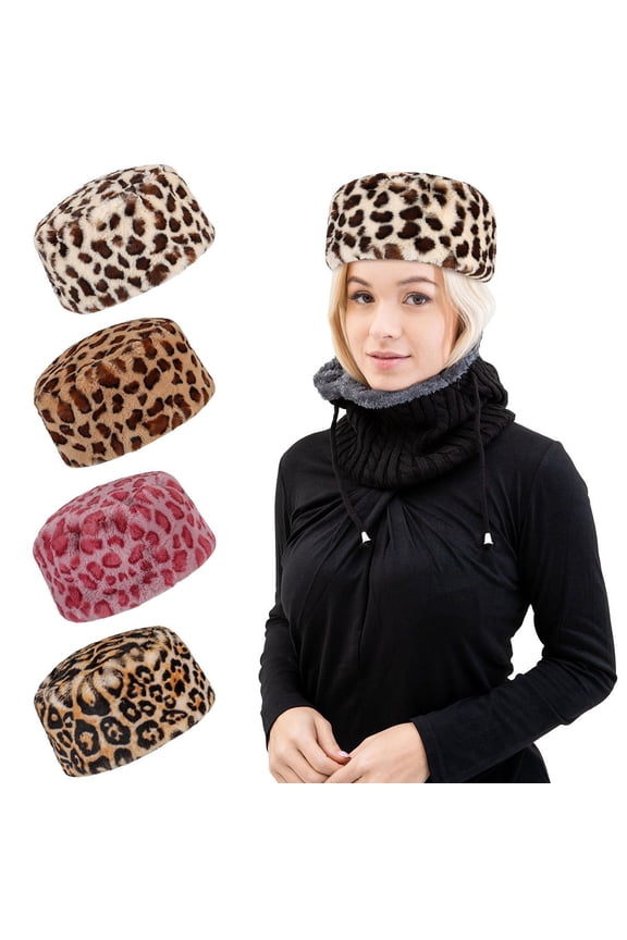 Women Thick Fluffy Russian Cap Faux Fur Hat Winter Warm Ski Hat Outdoor Plush Hats "Brown"