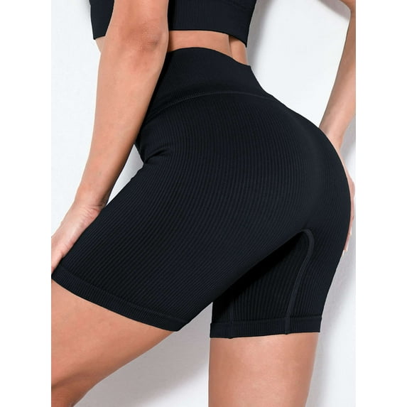 Spencer Women Yoga Shorts High Waist Biker Shorts Tummy Control Workout Fitness Athletic Running Shorts Stretch Leggings "S, Black"