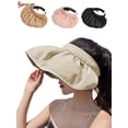 thumbnail image 1 of Spencer Women's 2 in 1 Sun Visor Hats Headbands Wide Brim Summer Anti-UV Protection Beach Cap Packable Shell Hat (Beige), 1 of 7