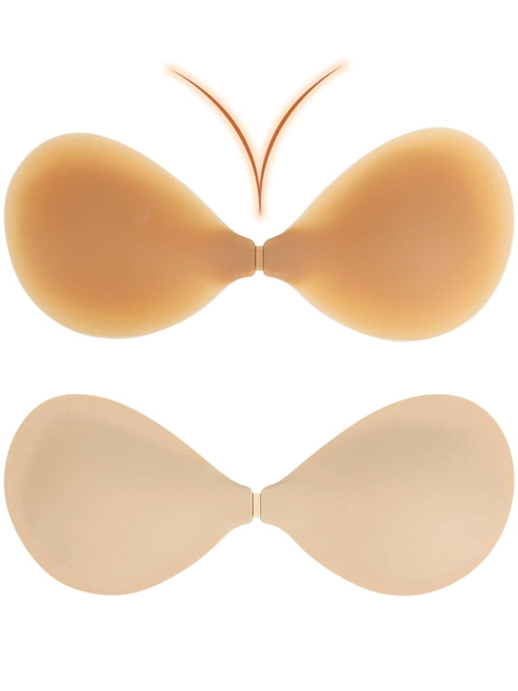 Women's Adhesive Bra Strapless Sticky Bras Invisible Reusable Backless Push up Silicone Bra for Backless Dress