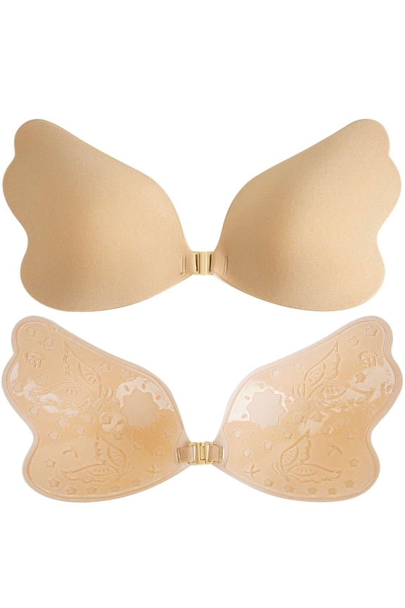 Women's Backless Strapless Bra, Adhesive Bra Reusable Sticky Invisible Push up Bras for Women