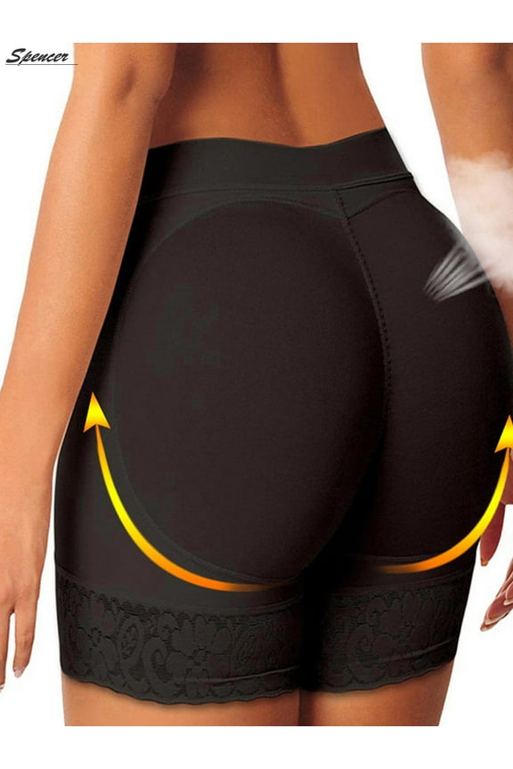 Women's Butt Lifter Padded Underwear Hip Enhancer Sexy Seamless Panties Body Shaper Shorts (2XL, Black)