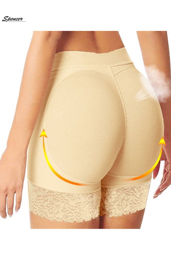 Women's Butt Lifter Padded Underwear Hip Enhancer Sexy Seamless Panties Body Shaper Shorts (L, Beige)