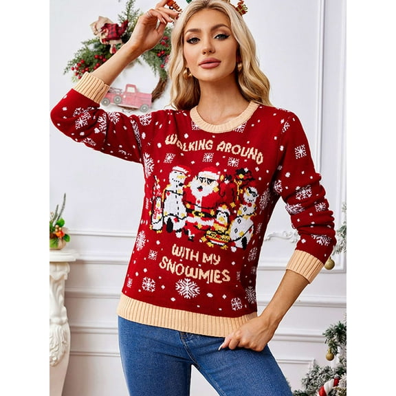 Spencer Women's Christmas Sweaters, Ugly Christmas Sweaters for Women Cute Funny Winter Holiday Party Pullover Sweater, Size S-XXL