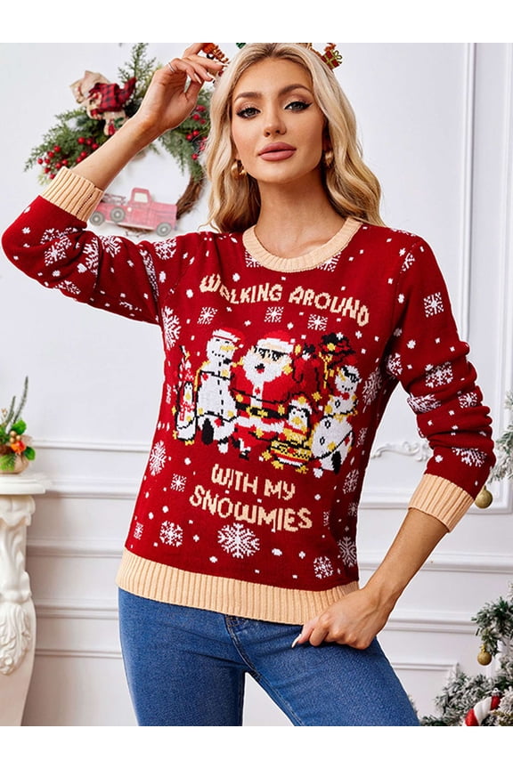 Women's Christmas Sweaters, Ugly Christmas Sweaters for Women Cute Funny Winter Holiday Party Pullover Sweater, Size S-XXL