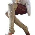 thumbnail image 1 of Spencer Women's Crochet Knitted Stocking Over Knee Thigh High Socks Leg Warmers Winter Boot Socks "Beige", 1 of 4
