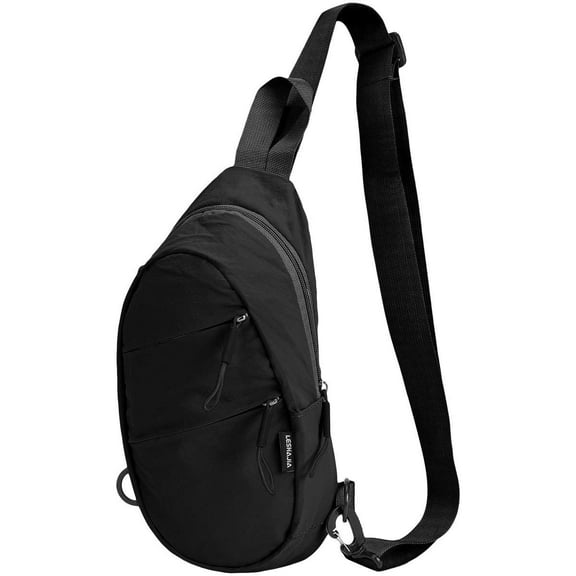 Spencer Women's Crossbody Sling Bag, Small Sling Backpack Purse Nylon Chest Bag for Travel Outdoor, Black