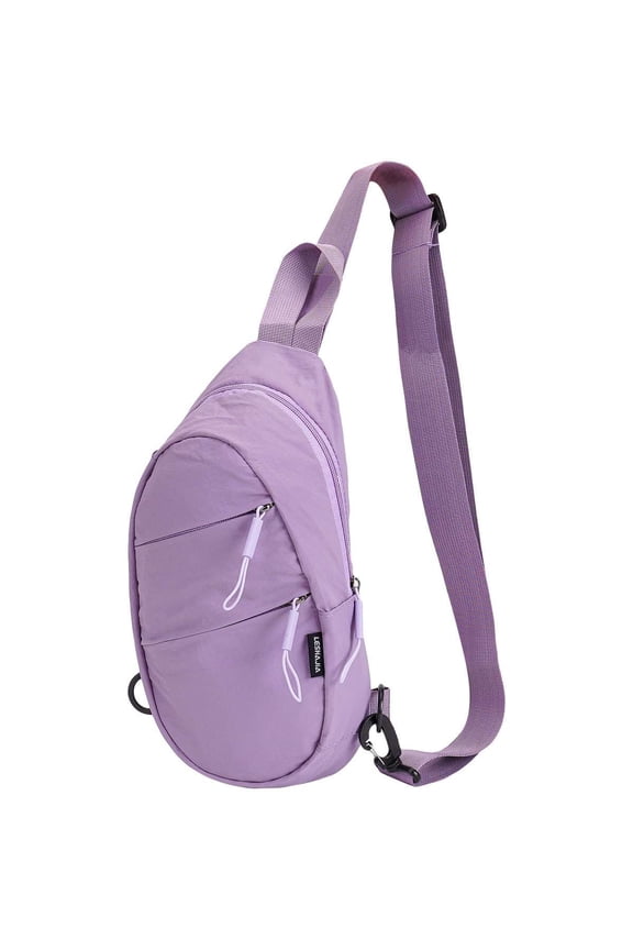 Women's Crossbody Sling Bag, Small Sling Backpack Purse Nylon Chest Bag for Travel Outdoor, Purple