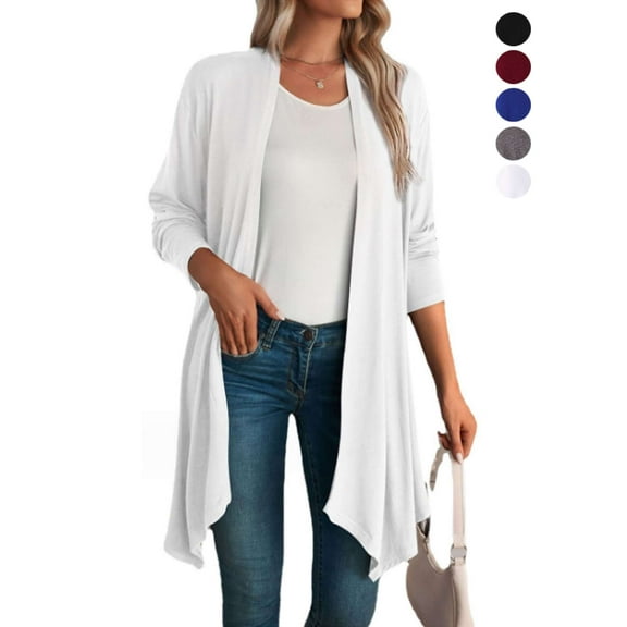 Spencer Women's Draped Front Open Cardigan Casual Long Sleeve Lightweight Cardigan Sweaters Solid Color Outerwear S-2XL