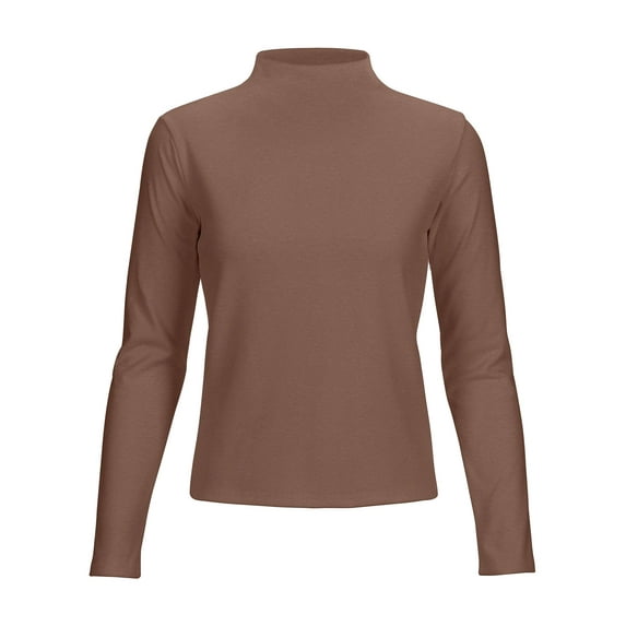 Spencer Women's Long Sleeve Turtleneck Lightweight Turtle Neck Pullover Soft Sweater Casual Solid Tops Plus Size "L, Coffee"