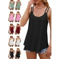 thumbnail image 1 of Spencer Women's Loose Fit Flowy Scoop Neck Tank Tops Summer Casual Spaghetti Strap Sleeveless Sexy Cami Shirt Plus Size (2XL,Green), 1 of 11