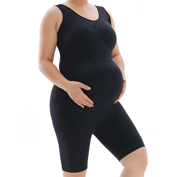 Spencer Women's Maternity Bodysuit Pregnancy Shapewear One Piece Yoga Sleeveless Tank Top Shorts Romper Jumpsuit (M-XXL)