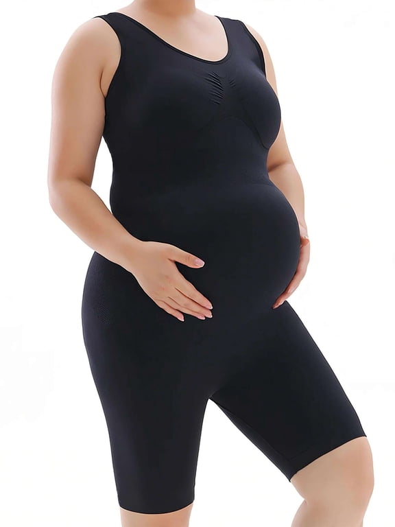 Women's Maternity Bodysuit Pregnancy Shapewear One Piece Yoga Sleeveless Tank Top Shorts Romper Jumpsuit (M-XXL)