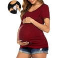 thumbnail image 1 of Spencer Women's Maternity Nursing Top Short Sleeve Maternity Shirt Breastfeeding Tee Shirt Double Layer Pregnancy Shirt Blouse Pregnancy Clothes (Red,M), 1 of 9