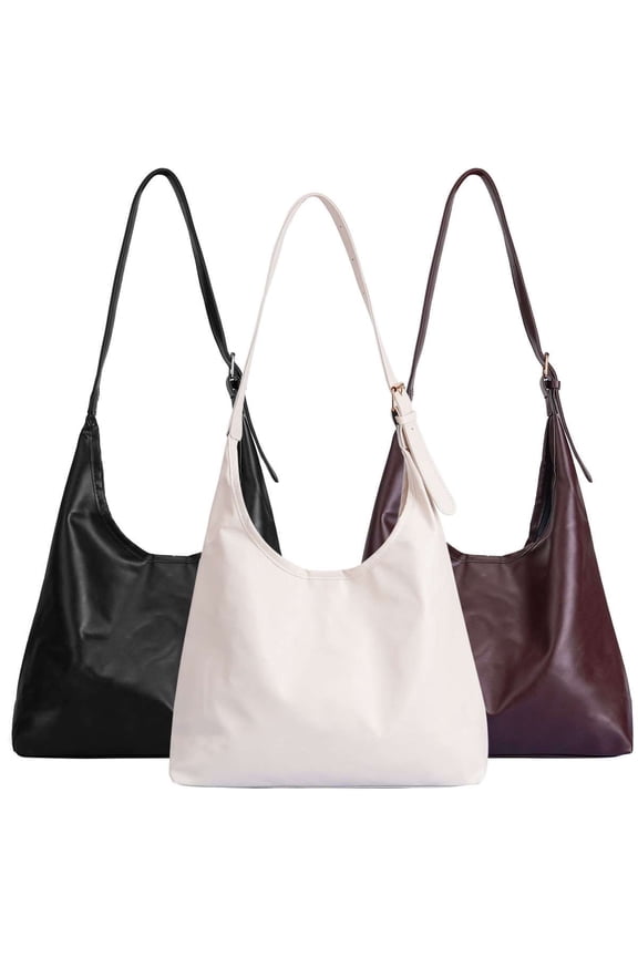 Women's PU Leather Bucket Handbag, Leather Hobo Bags for Women Slouchy Tote Bag Purses Ladies Tote Shoulder Bag, Coffee