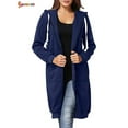 thumbnail image 1 of Spencer Women's Plus Size Long Fleece Hooded Coat Winter Warm Casual Pockets Jacket Zip Up Hoodies Sweatshirt Parka Overcoat "XL, Navy", 1 of 4