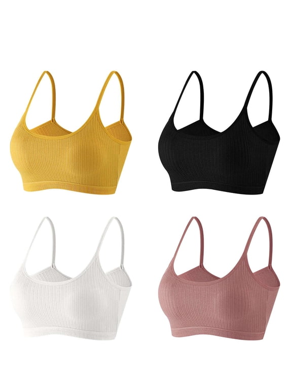 Women's Pullover Comfort Bralette, Sizes M-XL, Cami Bras U-Neck Padded Seamless Straps Bralette for Women, Purple