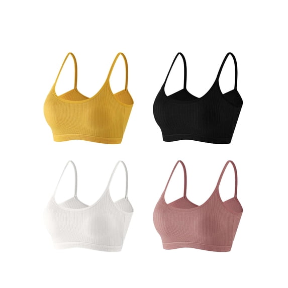 Spencer Women's Pullover Comfort Bralette, Sizes M-XL, Cami Bras U-Neck Padded Seamless Straps Bralette for Women, Yellow