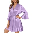 thumbnail image 1 of Spencer Women's Pure Short Silk Robes Bridesmaid Bride Party Satin Robes Sleepwear Loungewear Bathrobes S-2XL, 1 of 9