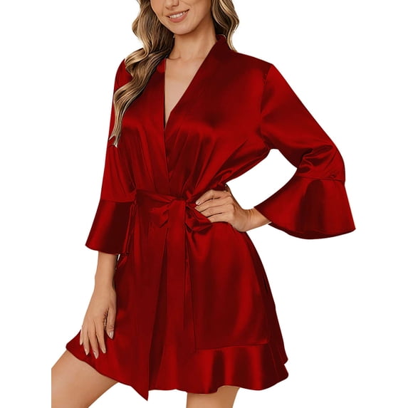 Spencer Women's Pure Short Silk Robes Bridesmaid Bride Party Satin Robes Sleepwear Loungewear Bathrobes S-2XL