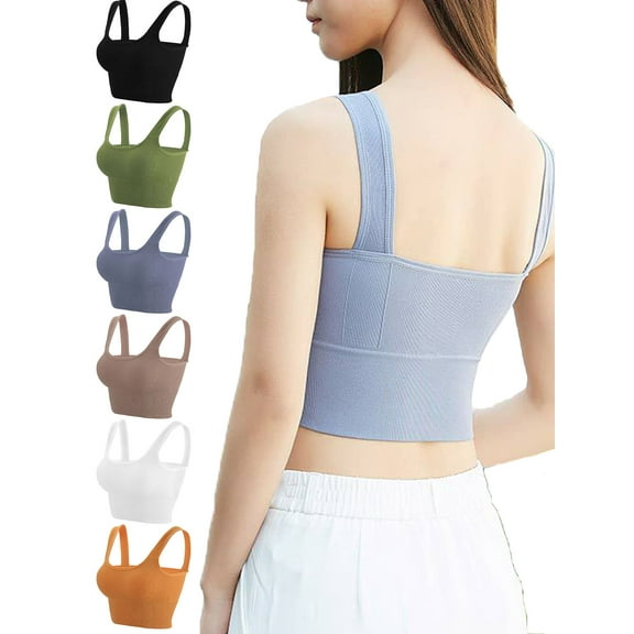 Spencer Women's Seamless Sports Bra High Impact Sleeveless Padded Yoga Bra Workout Crop Tank Tops (S/M, Khaki)