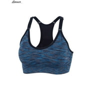 Spencer Womens Seamless Sports Bra Mesh Removable Pad Yoga Lingerie Bras Racerback High Impact Workout Crop Tops L,Blue