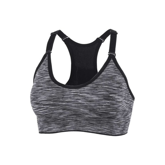 Spencer Women's Seamless Sports Bra Mesh Removable Pad Yoga Lingerie Bras Racerback High Impact Workout Crop Tops "L,Gray"