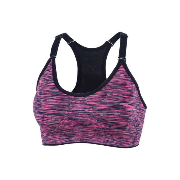 Spencer Women's Seamless Sports Bra Mesh Removable Pad Yoga Lingerie Bras Racerback High Impact Workout Crop Tops "L,Rose Red"