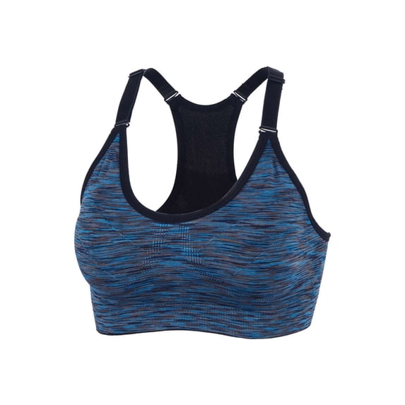 Spencer Women's Seamless Sports Bra Mesh Removable Pad Yoga Lingerie Bras Racerback High Impact Workout Crop Tops "M,Blue"