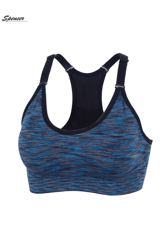 Women's Seamless Sports Bra Mesh Removable Pad Yoga Lingerie Bras Racerback High Impact Workout Crop Tops "M,Blue"