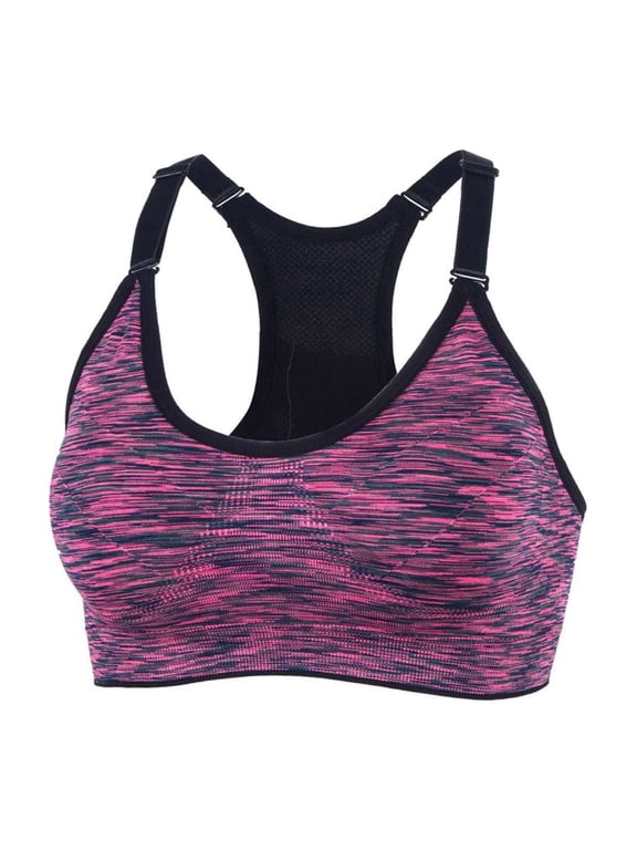 Women's Seamless Sports Bra Mesh Removable Pad Yoga Lingerie Bras Racerback High Impact Workout Crop Tops "XL,Rose Red"