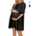 thumbnail image 1 of Spencer Women's Short Sleeve Maternity Dress Summer Casual Front Tie Mama Pregnancy Dress Pregnancy Clothes (S-XL), 1 of 10