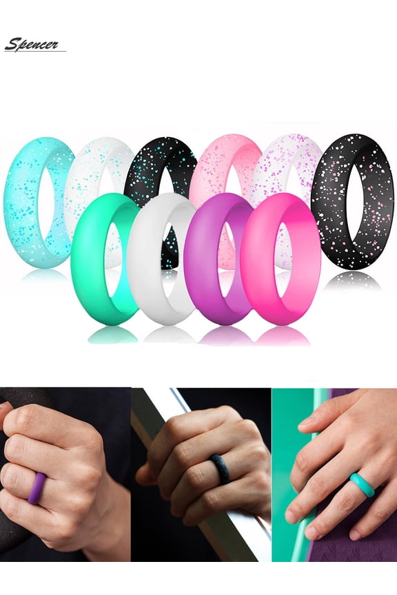 Women's Silicone Wedding Rings, 10 Pack