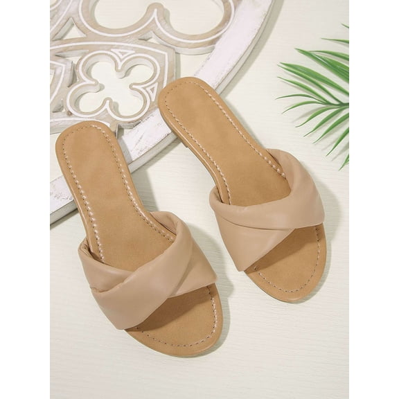 Spencer Women's Slide Sandals Women Dressy Summer Flat Comfortable Fashion Beach Cute Ladies Leather Slides Casual Sandals