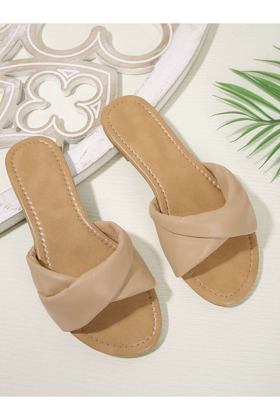 Women's Slide Sandals Women Dressy Summer Flat Comfortable Fashion Beach Cute Ladies Leather Slides Casual Sandals