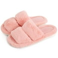 thumbnail image 1 of Spencer Women's Slippers Fuzzy Faux Fur Memory Foam Cozy Flat Spa Slide Slippers Comfy Open Toe Slip On House Shoes Anti-Skid Sole, Size 5-10 US, 1 of 10