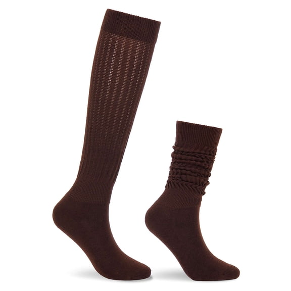 Spencer Women's Slouch Socks Knit Extra Long Scrunch Knee High Sock Leg Warmer Boot Socks for Girls (Brown)