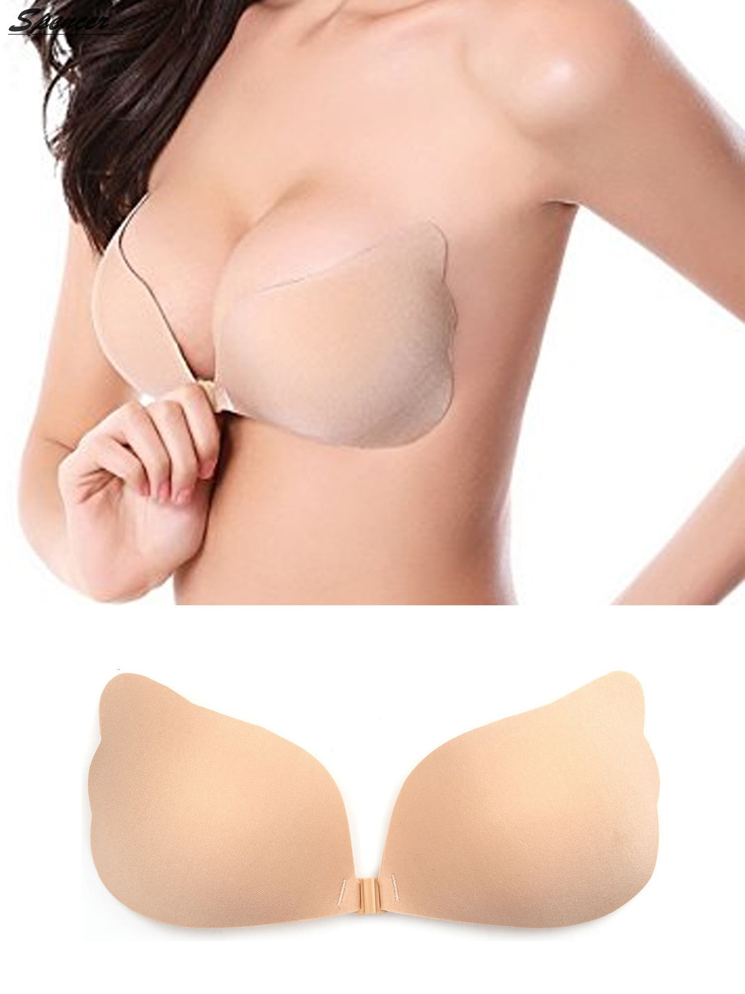 HERSIL Adhesive Bra, Silicone Strapless Bra, Invisible Bra, Bra Backless  Covers for Evening Dress, Wedding Dress, Swimsuit and Backless Clothing,  Reusable, beige, S : : Fashion