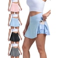 thumbnail image 1 of Spencer Women's Tennis Golf Skirts High Waisted with Pockets Inner Shorts for Athletic Skorts Sports Workout Running Pickleball (Black,S), 1 of 12