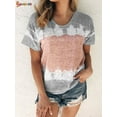 thumbnail image 1 of Spencer Women's Tie Dye Print Short Sleeve T-Shirt Round Neck Summer Casual Loose Blouses Tunic Tops Plus Size "Grey, M", 1 of 6