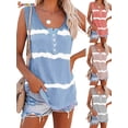 thumbnail image 1 of Spencer Women's Tie Dye Sleeveless Tank Tops Summer Loose Button Down Blouse Striped Vest T-Shirts Plus Size "Blue, L", 1 of 9