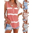 thumbnail image 1 of Spencer Women's Tie Dye Sleeveless Tank Tops Summer Loose Button Down Blouse Striped Vest T-Shirts Plus Size "Orange, XL", 1 of 8