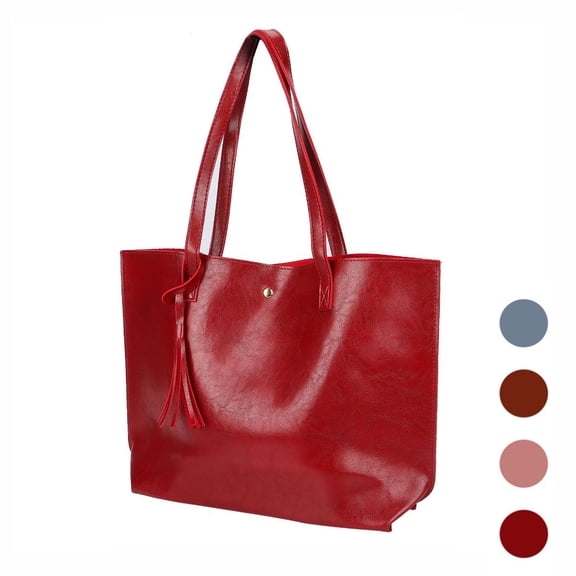 Spencer Women's Tote Shoulder Bag Large Capacity Satchel Handbags PU Faux Leather Tassel Shoulder Purse (14.2*11.8*4.3inch, Winered)