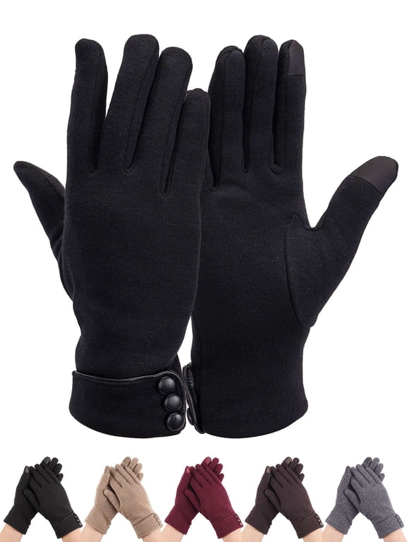 Women s Touchscreen Gloves Winter Warm Thermal Soft Lined Thick Texting Gloves Windproof Driving Gloves for Ladies Black
