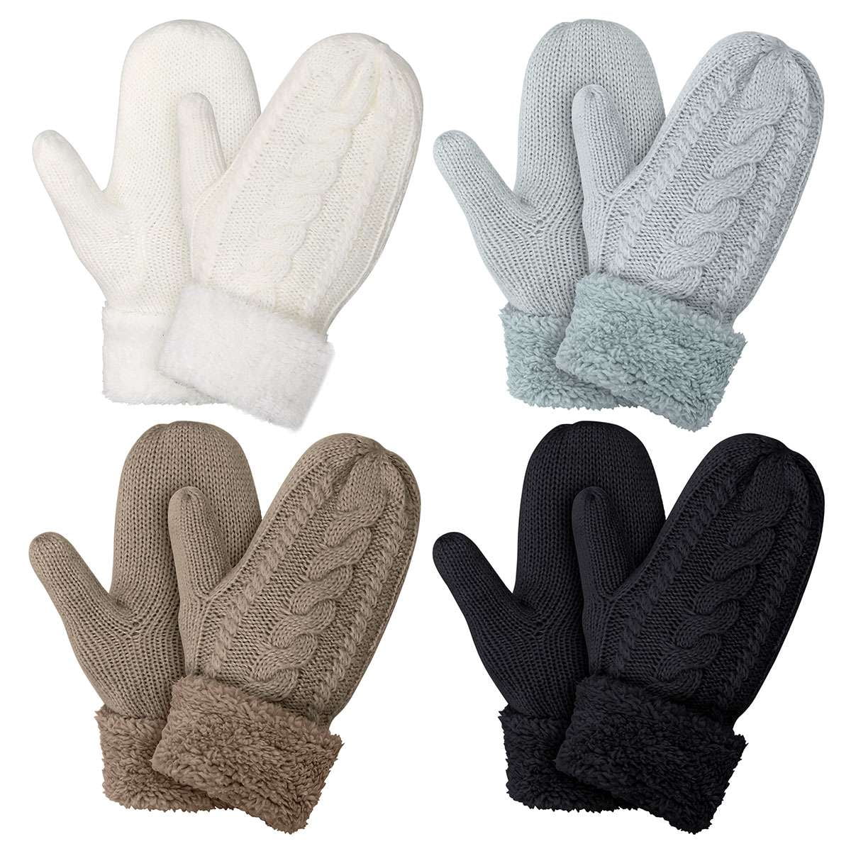 Spencer Women's Winter Gloves Warm Lining Mittens Cozy Cable Knit Thick