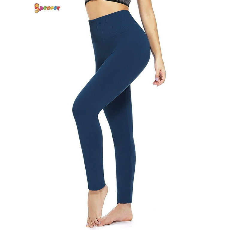 Navy Blue High Waist Full Length Tummy Control Leggings for Women