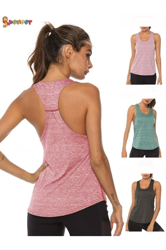 Women's Workout Tank Tops Casual Sleeveless Racerback Athletic Yoga Tops Quick Dry Sport Shirts for Gym Exercise (L, Pink)