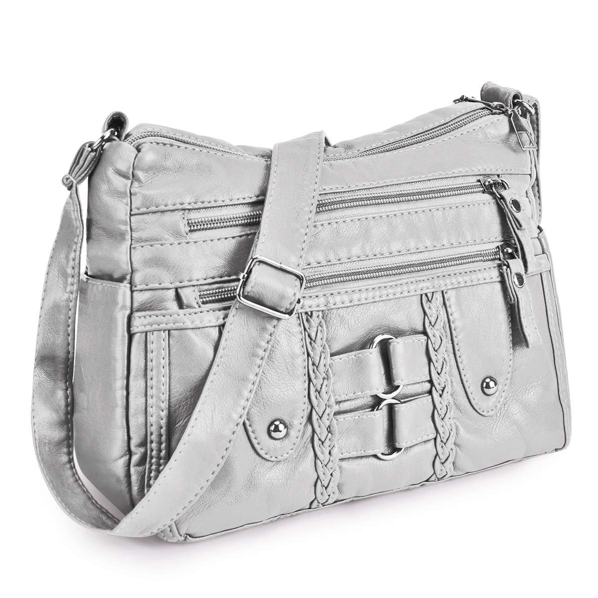 Spencer Womens Crossbody Bag Lightweight Multi Pocket Purses Soft ...