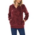 thumbnail image 1 of Spencer Womens Faux Sherpa Fuzzy Fleece Sweatshirt Loose Winter Warm Pullover Half Zip Oversized Hoodies with Pockets, Size M-3XL, 1 of 10